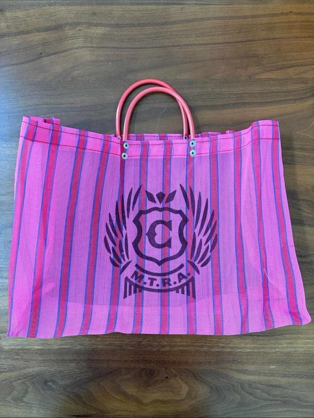 NEW Consuela Fiesta Pink Striped Shopping Tote Mesh